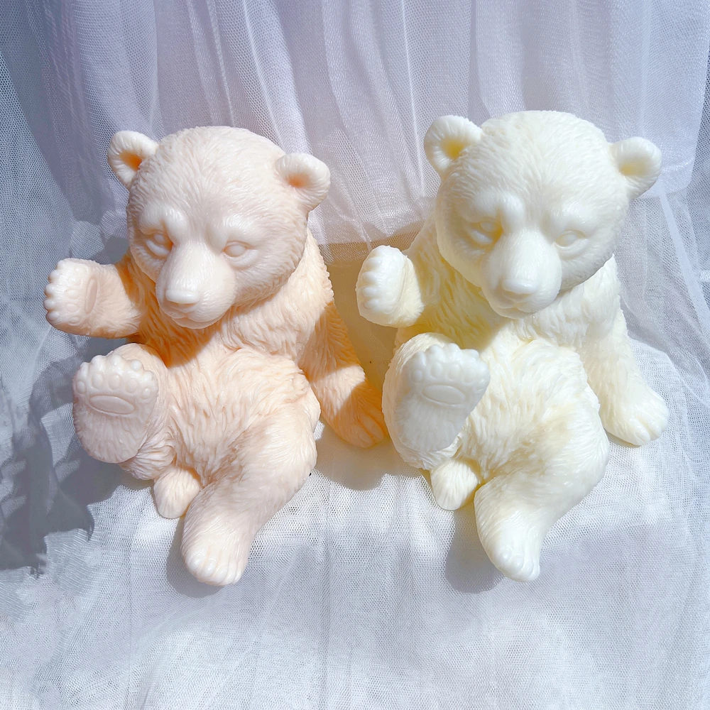 Imagem -05 - Vela Urso Branco Molde de Silicone Urso Polar Molde de Resina Animal Bonito Cera de Soja Presente de Decoração de Casa