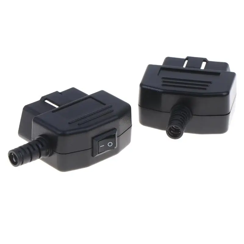 OBD2 16 Pin Male Connection Cable Plug with ON OFF Switch Durable Shell Adapter for Car Performance Testing Work