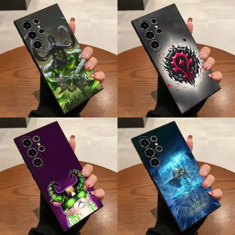 Coque de téléphone World of W-Warcraft Cat pour Samsung S25, S24, S21, S22, S23, S30, Ultra, S20, Plus, Fe, Lite, boîte noire 5G