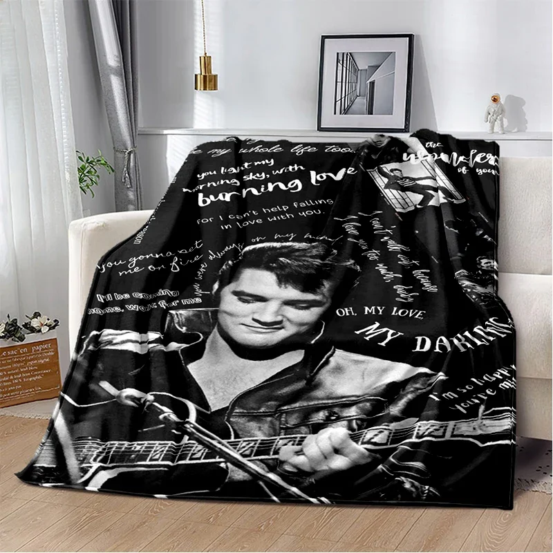 Retro E-Elvis Presley Star HD Soft Flannel Blanket,Throw Blanket Comfortable Blanket for Picnic Beds Sofa Home Bedroom Kid Gifts