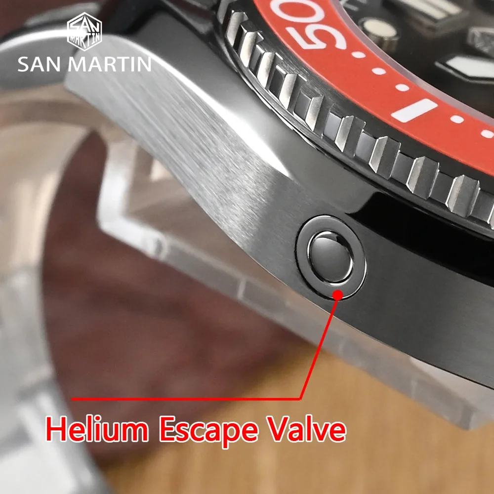 Saint Martin New Men Diving Automatic Watch Helium Unit NH35 Luxury Vintage Gradient Dial Waterproof 300m Men Mechanical Watch