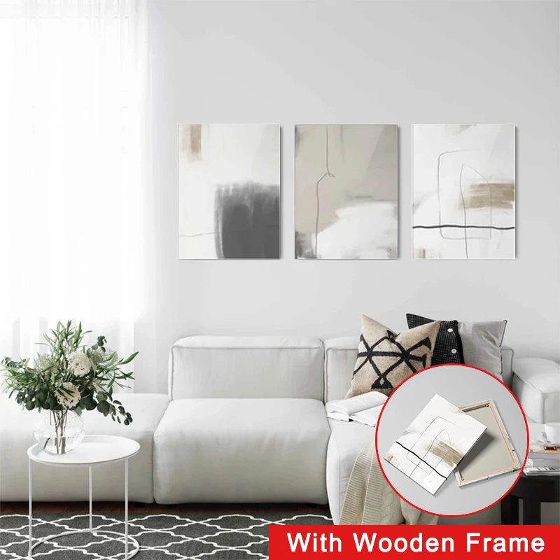 

Framed Modern Minimalist Poster Abstract Line Wall Art Japanese Wabi-Sabi Canvas Print Painting Bedroom Living Room Home Decor