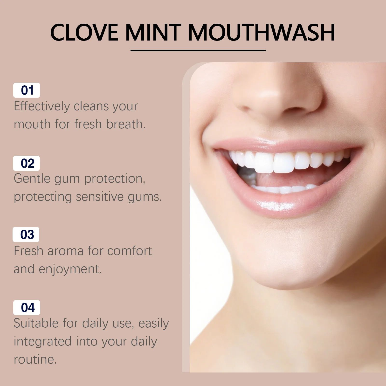 Oralhoe Clove Mint Herbal Mouthwash Daily Teeth Cleaner Breath Freshener Refreshing Oral Care Hygiene Solution