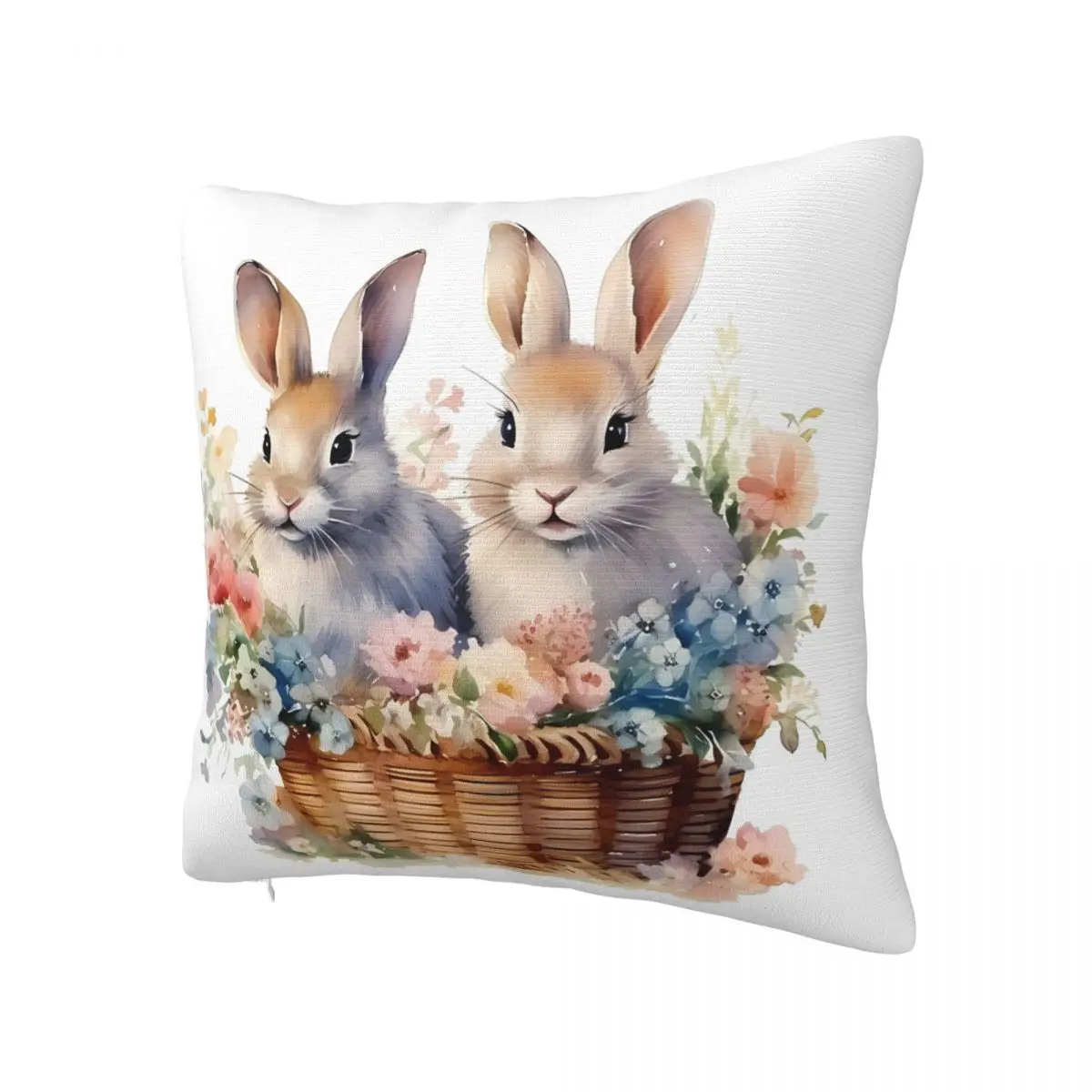 Hapyy Easter Pillow Cover Bunny in Basket Soft Pillow Case Cushion Cover Fashion Graphic Pillowcases For Sofa Home Decoration