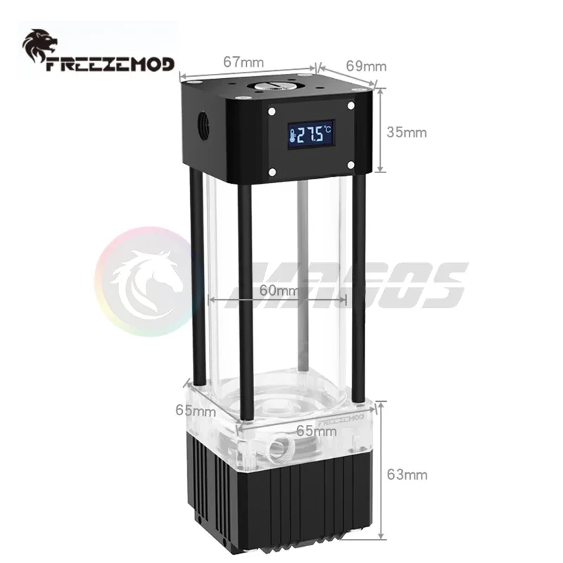FREEZEMOD Water Cooler AIO Pump+Reservoir Kit With Screen Temperature Display Integrated Water Tank 200mm/250mm/300mm PUB-FS6WX