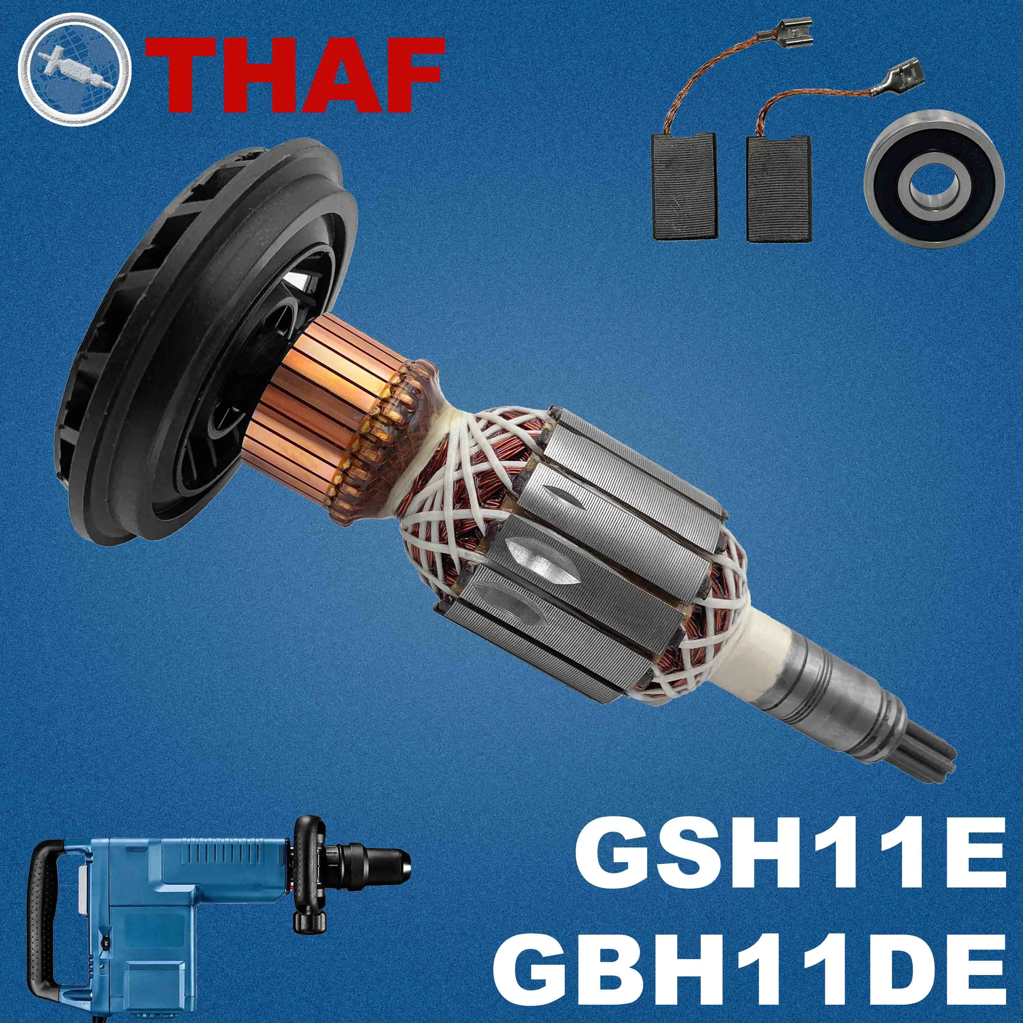 AC 220V 240V GSH11E Armadura Rotor para BOSCH GBH11DE MARTELO DE DEMOLIÇÃO Peças de reposição Martelo pneumático GSH 11E GBH 11DE