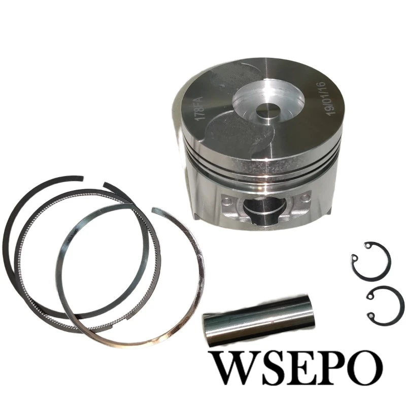 Quality Piston&Rings Kit(Incl. Circlip And Pin) For 178FA 6HP 4 Stroke Air Cooled Diesel Engine 3KW-3.5KW Generator Parts