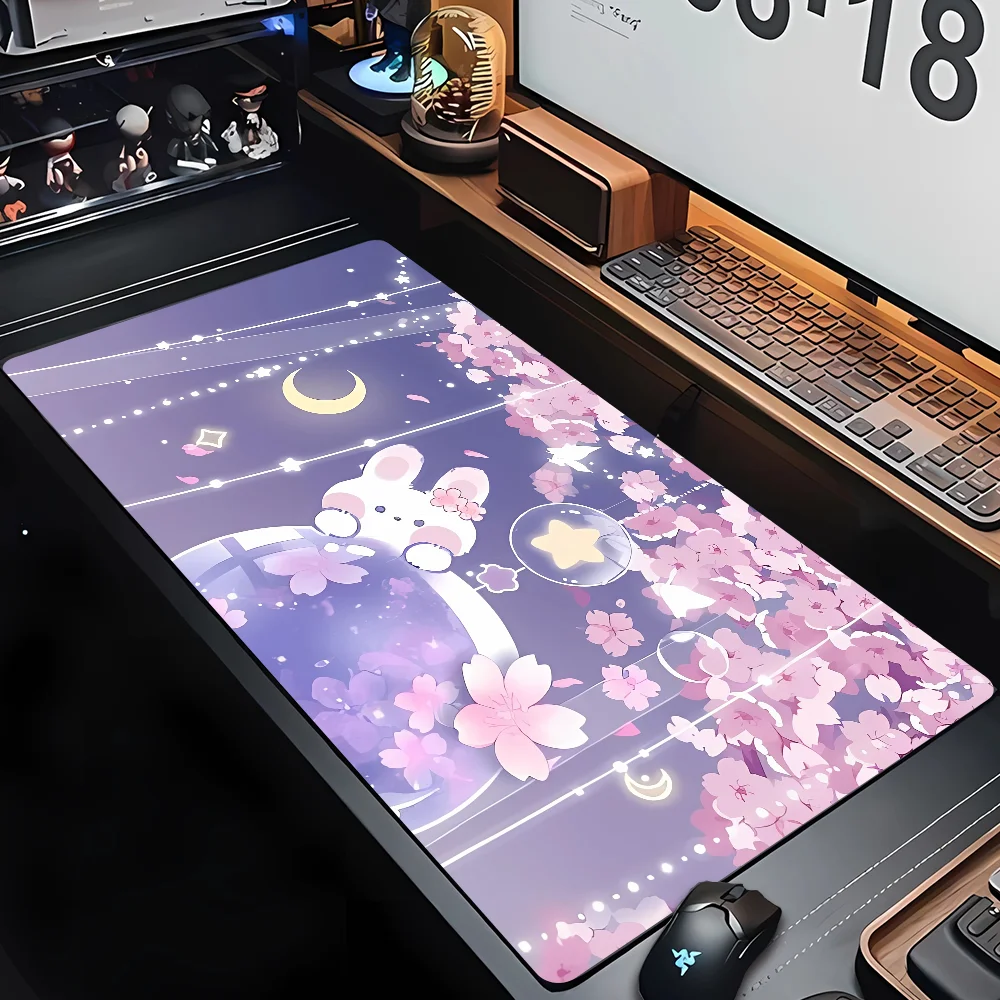 New Kawaii Anime Cartoon Rabbit Mouse Pad Cute Keyboard Mat Desk Pad Desk Rug Large Gamer 900x400mm Cute Girl Room Mousepad
