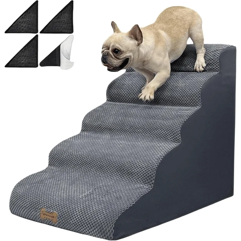 Dog Stairs to high beds, 5 step dog stairs for 30 inches couch-bed, pet stairs for small old large dogs and cats