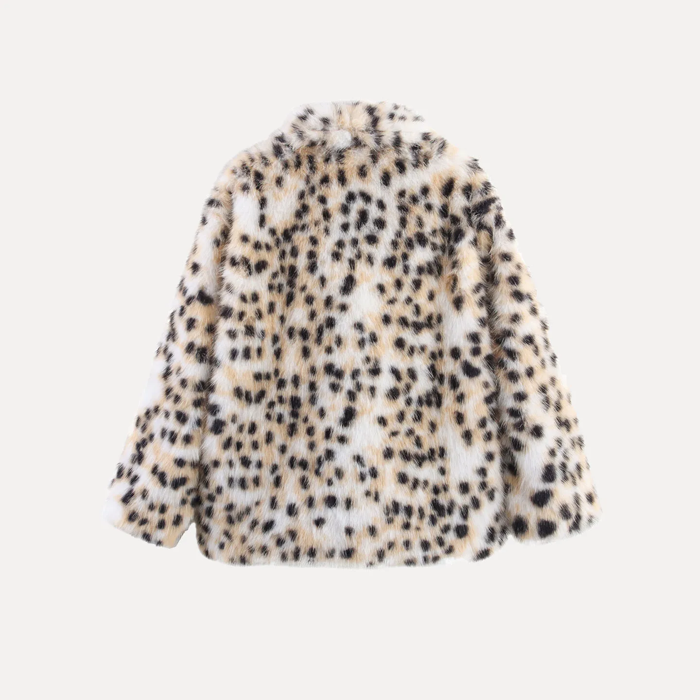 เสื้อโค้ทลายเสือดาวแฟชั่น ปกใหญ่ ขนเทียม เสื้อคลุมผู้หญิง ฤดูใบไม้ร่วง 2025 แบรนด์ Sle Z ทรงเข้ารูป