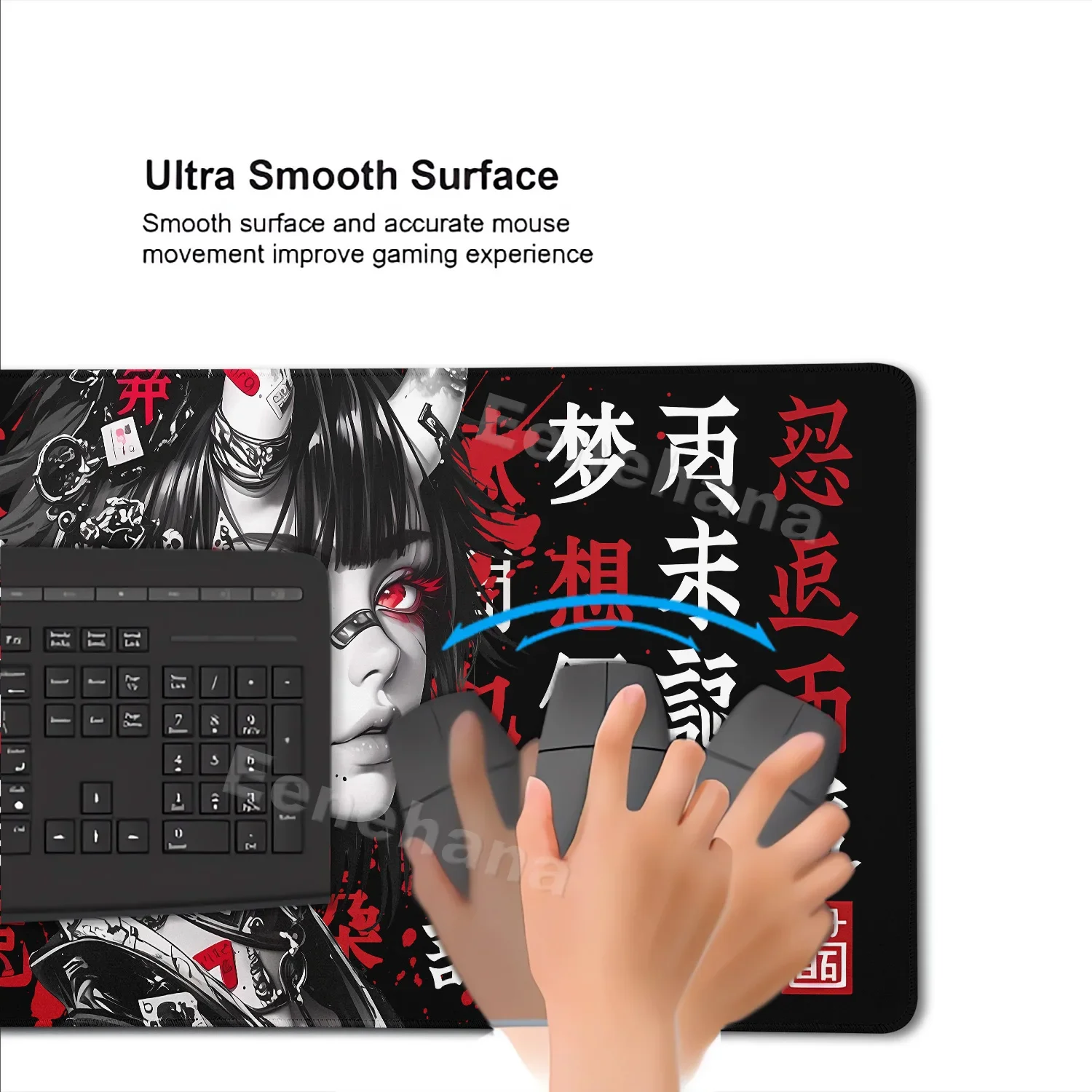 HD Black Mask Girl Mouse Pads Gaming Accessories Chinese Characters Office Punk Handsome Large Gamer Keyboard Non-slip Desk Mats