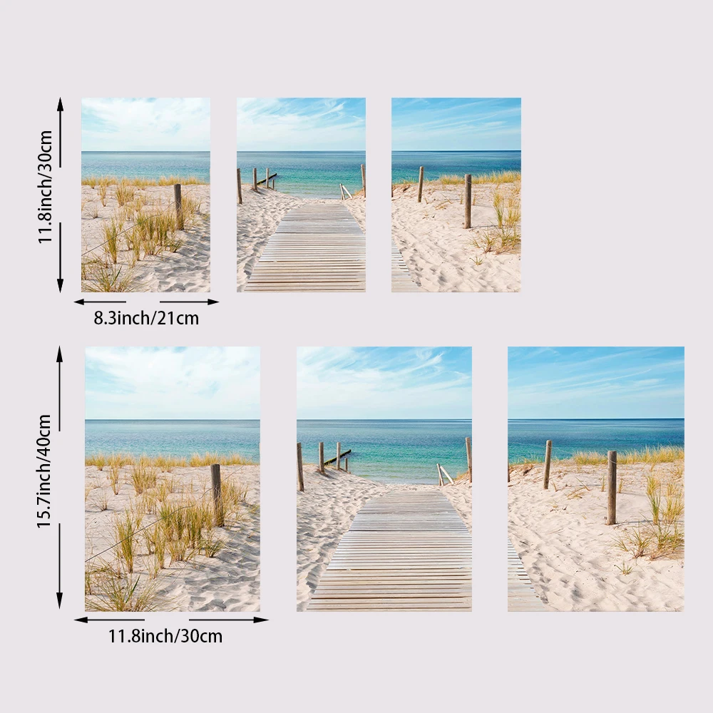 3PCS Moden Seascape Canvas Painting Towards The Sea Posters and Prints Wall Art Decorative Beach Pictures for Living Room Home