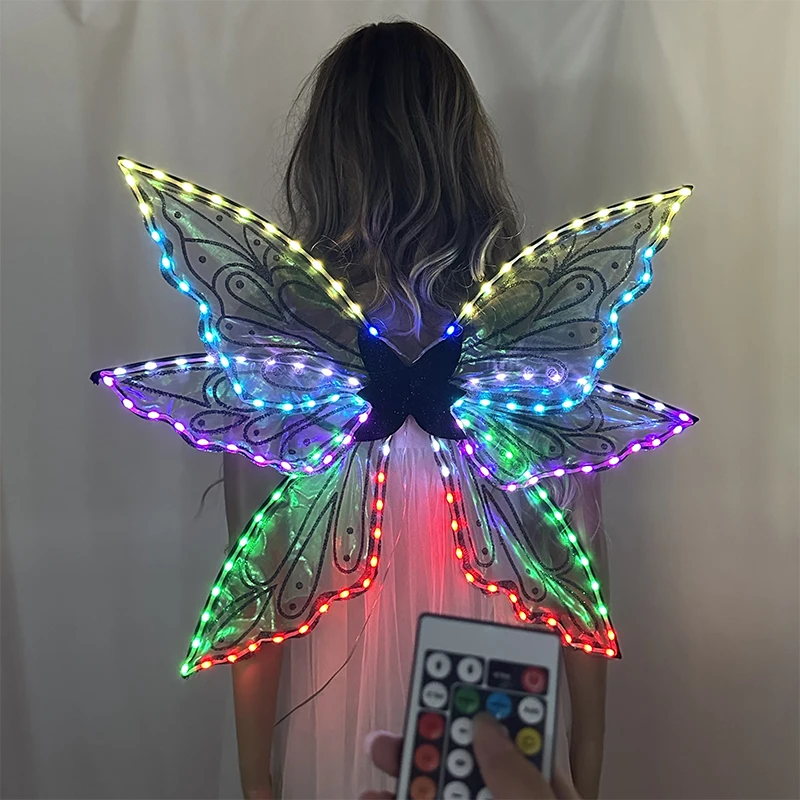 Nowatorski prezent: skrzydła LED wróżki dla dziewczynki, skrzydła motyla LED, strój do tańca, świecące skrzydła anioła, kostium na występy sceniczne.