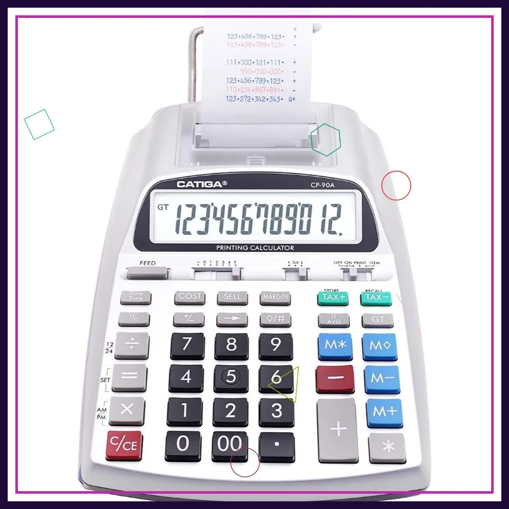 

2025 Upgraded Printing Calculator with Paper Roll, 10-Key Desktop Adding Machine for Office & Home Use