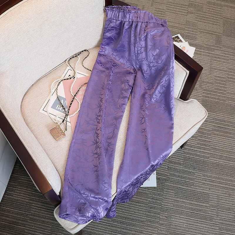 

Purple Wide-leg Pants Dreamy Gentle Acetate Straight Pants Women's Spring and Summer New 2023 Foreign Pants Streetwear Women