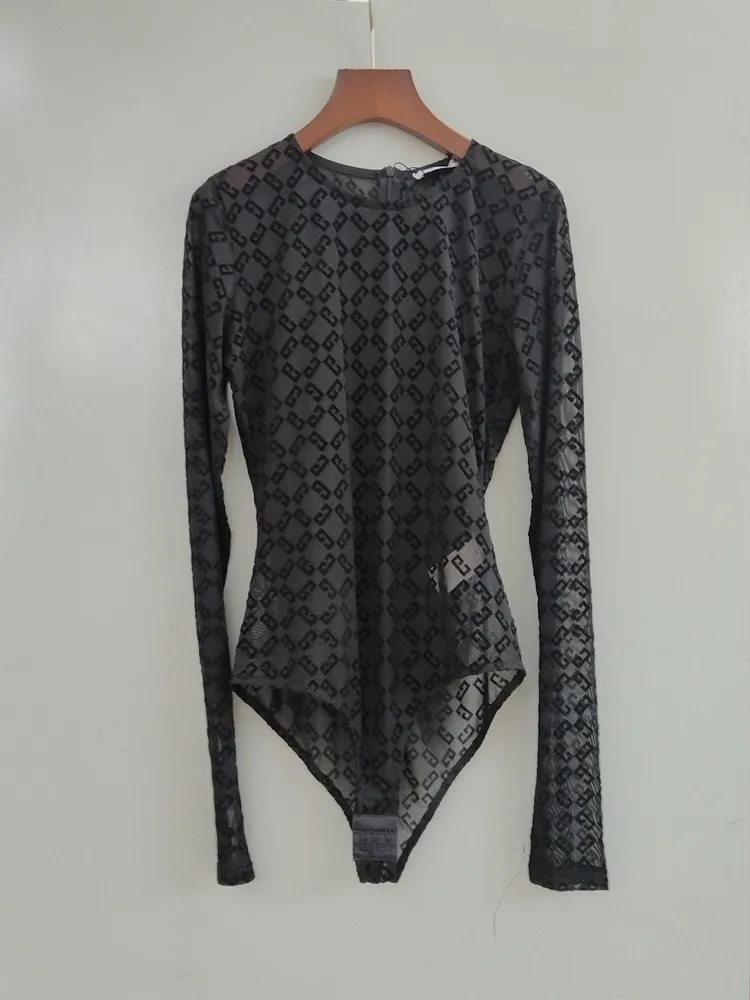 

2026 Spring New Women's Mesh Base Shirt, Casual Commute Long Sleeve T-shirt, Slim Fit Inner Wear Bodysuit