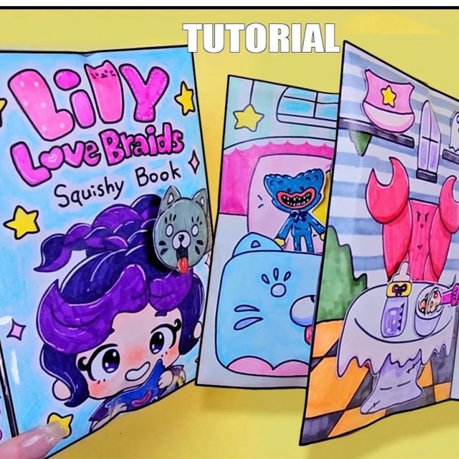 Purple hair cartoon girl DIY quiet book material package can be repeatedly pasted and changed into interactive book multi scene