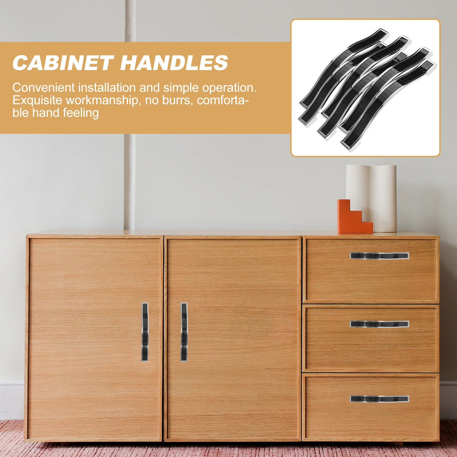 

6Pcs Stylish Crystal Drawer Handles Durable Zinc Alloy Cabinet Pulls Home Decor Black Dresser Handles Cabinet Pulls