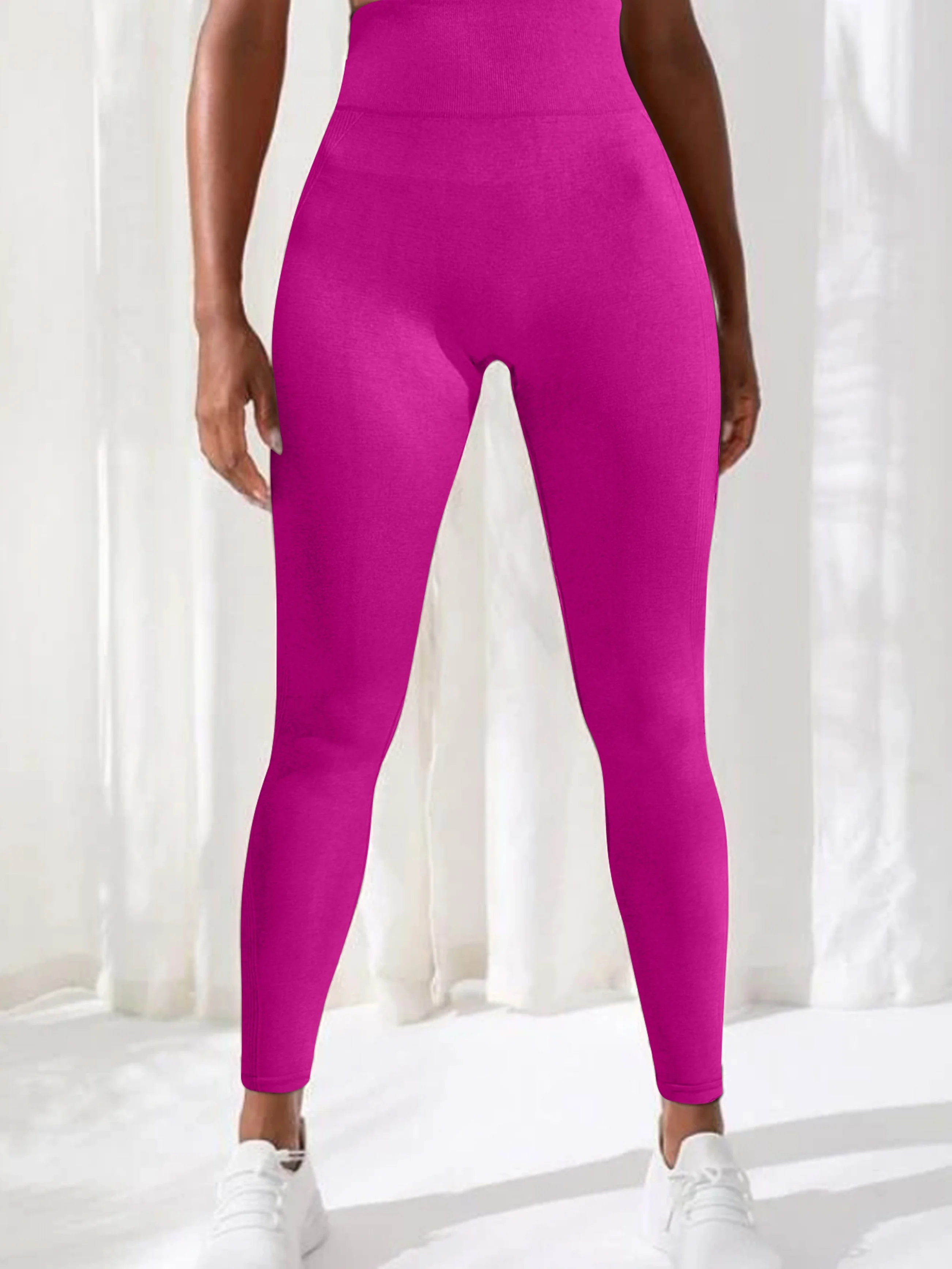 High Waist Seamless Yoga Tight Pants,Solid Color Fitness Workout Leggings,Women\'s Activewear