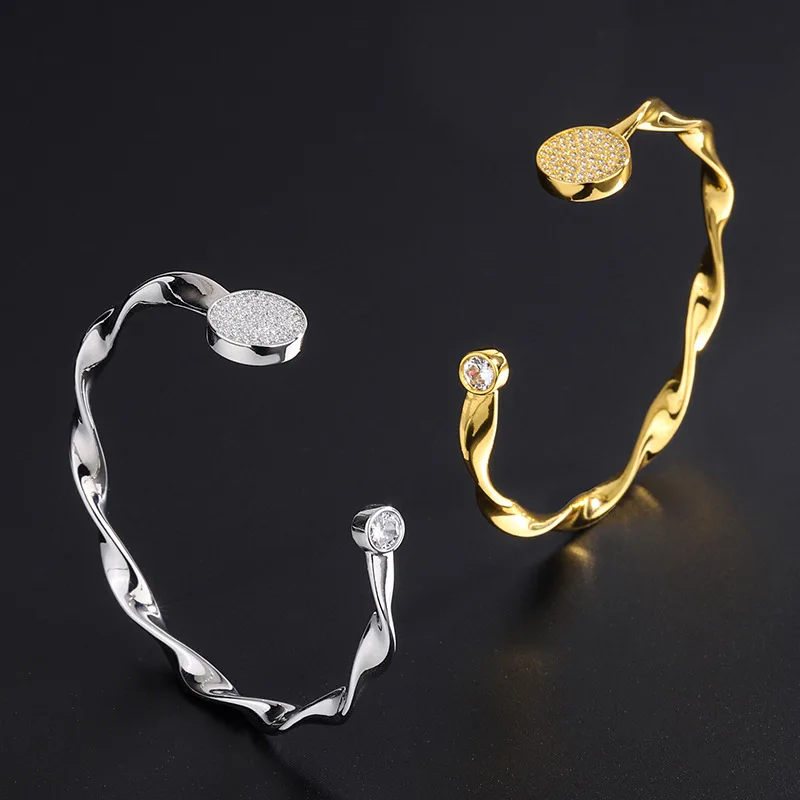 

Charms Trendy Round Circular Open Knot Cuff Bangle Bracelets Women Elegant Gold Color Jewelry Wedding Anniversary Friends Gift