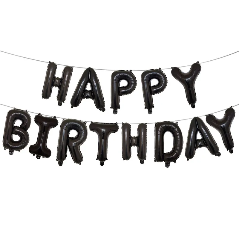 42-teiliges schwarzes und goldenes Geburtstagsbrief-Ballon-Set, Liebesherz-Luftballons, Geburtstagsfeier, Partyszene, Dekorationen, Glücklicher Geburtstag – Detail 3
