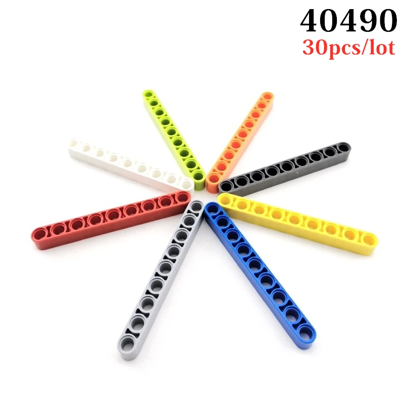 

30Pcs/lot 40490 High-Tech 1x9 Holes Liftarm MOC Building Blocks Parts Assembles Car Particles DIY Educational Bricks Kids Toys