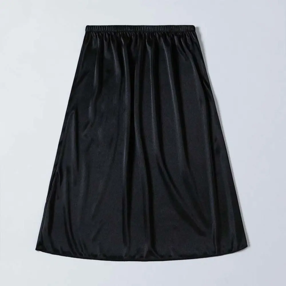 Mode Satin Seide Kleid Unterrock Slips Dünne Hohe Taille Sicherheit Rock Petticoat Lose A-line Halb Slips Kleid Weibliche