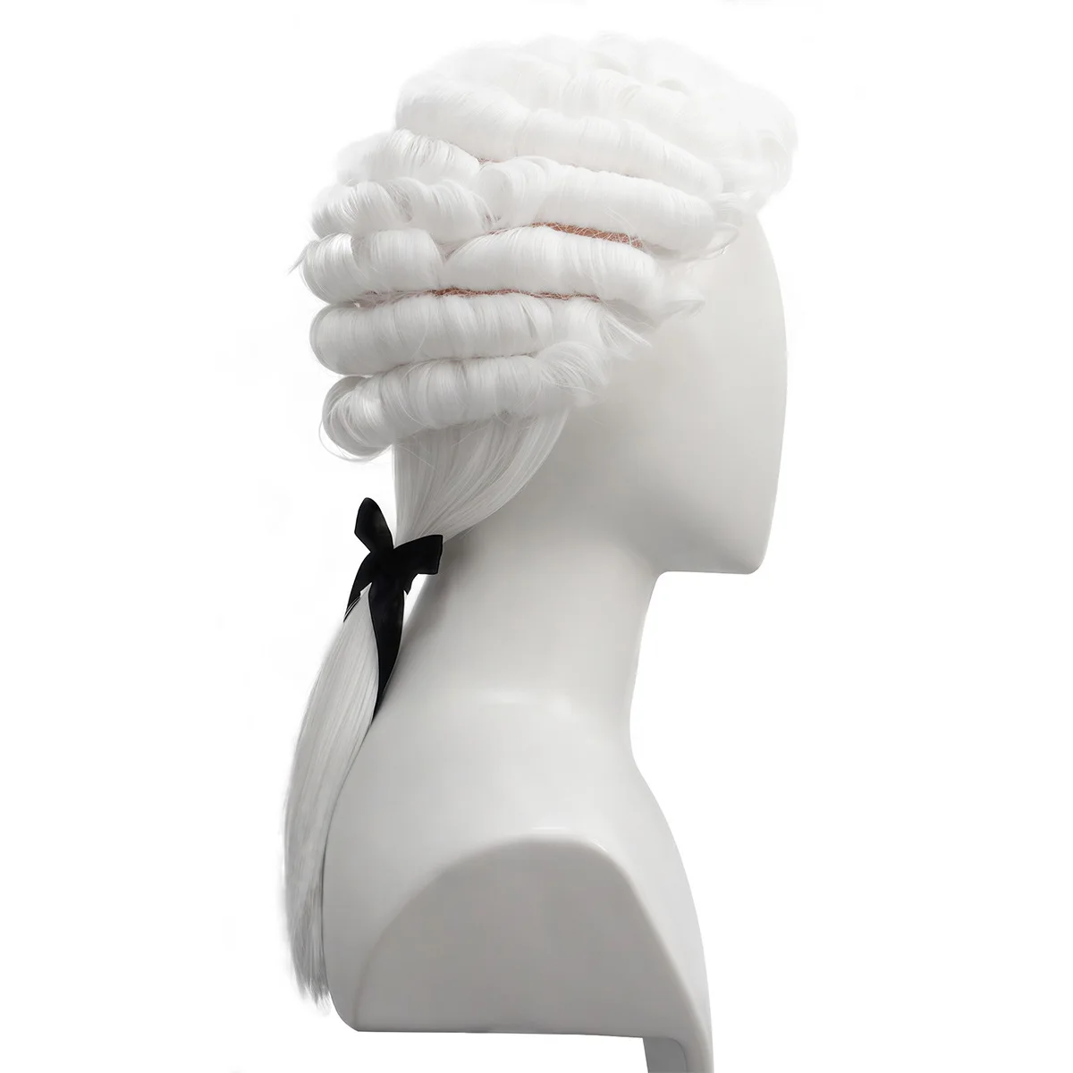 コロニアルウィッグ ロングウェーブのかかった白いウィッグ 男性用 ワシントン ハロウィン 裁判官と弁護士のコスプレキャラクター用ヘッドピース