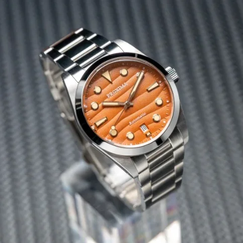 Proxima Men Automatic Watch Pilot 37MM Mechanical Wristwatch Diver 20ATM Luminous Sapphire PT5000 SW200 Desert Texture Dial