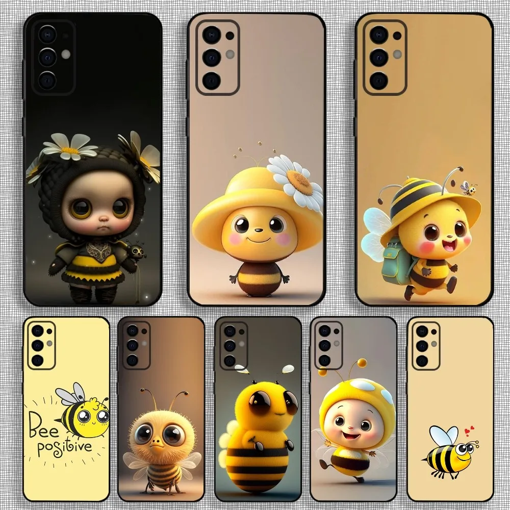 Cartoon Little Yellow Bees Phone Case For Samsung S24,S21,S22,S23,S30,Ultra,S20,Plus,Fe,Lite,Note,10,9,5G Black Soft Cover