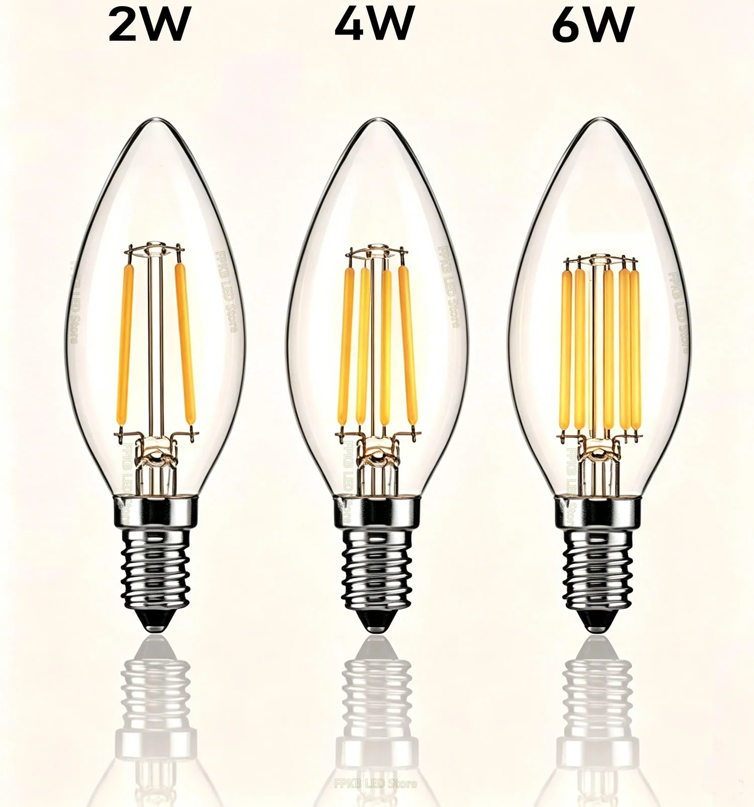 10pcs E14 LED Bulb AC220/240V 4W 6W Filament Candle Light C35 Edison Glass Bulb Retro Antique Vintage Style Cold White Warm