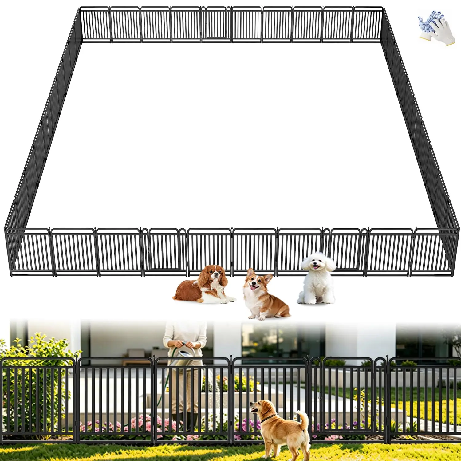 40 Panels No Dig Garden Fence, Heavy Duty Rustproof Metal Animal Barrier Yard Edging Border for Dog Rabbit Chicken, Customized