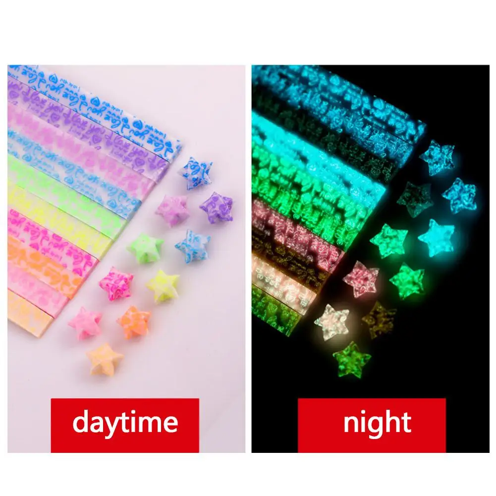 210 Sheets Luminous Origami Stars Paper 10 Colors Strips Decor Paper Supplies Lucky Star Arts Craft DIY Crafting Folding Pa U7T1