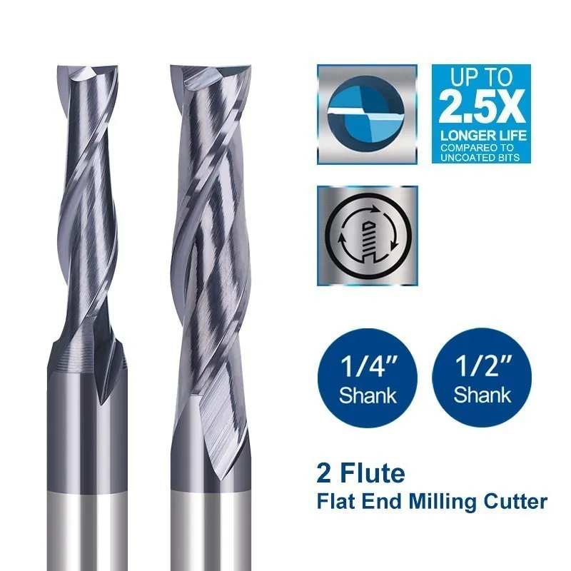 XCAN Milling Cutter 1/4 1/2 Shank Carbide End Mill 28 CNC Router Bit for Woodworking Milling Bit