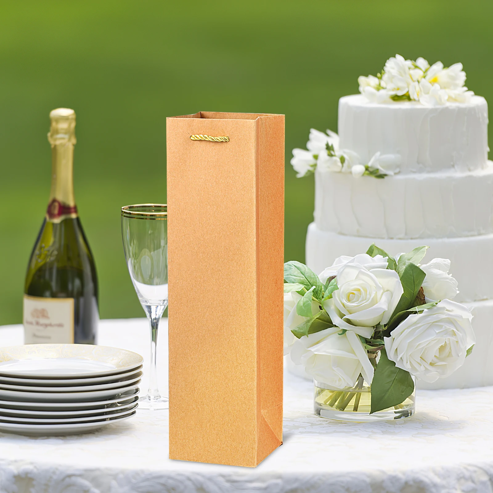 

9 pcs Wine Bottle Bags Kraft Paper Gift Tote For Whiskey Beer Party Picnic Birthday Christmas Housewarming Decorations