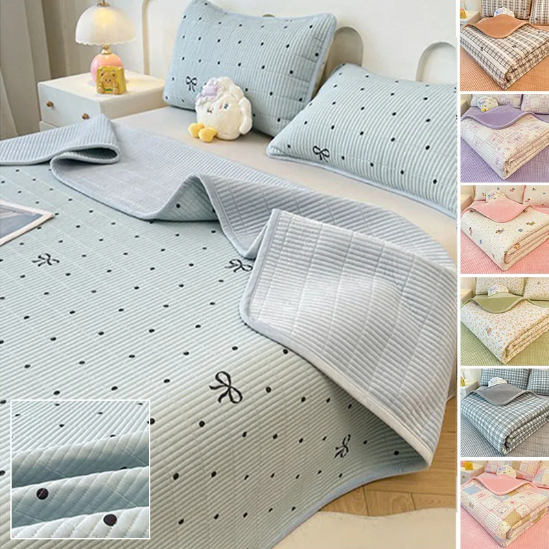 

Checkered Quilted Mattress Pad All Season Double-sided Cotton Bed Blanket for Sofa Bedroom Home Decor Warm Comfortable Design