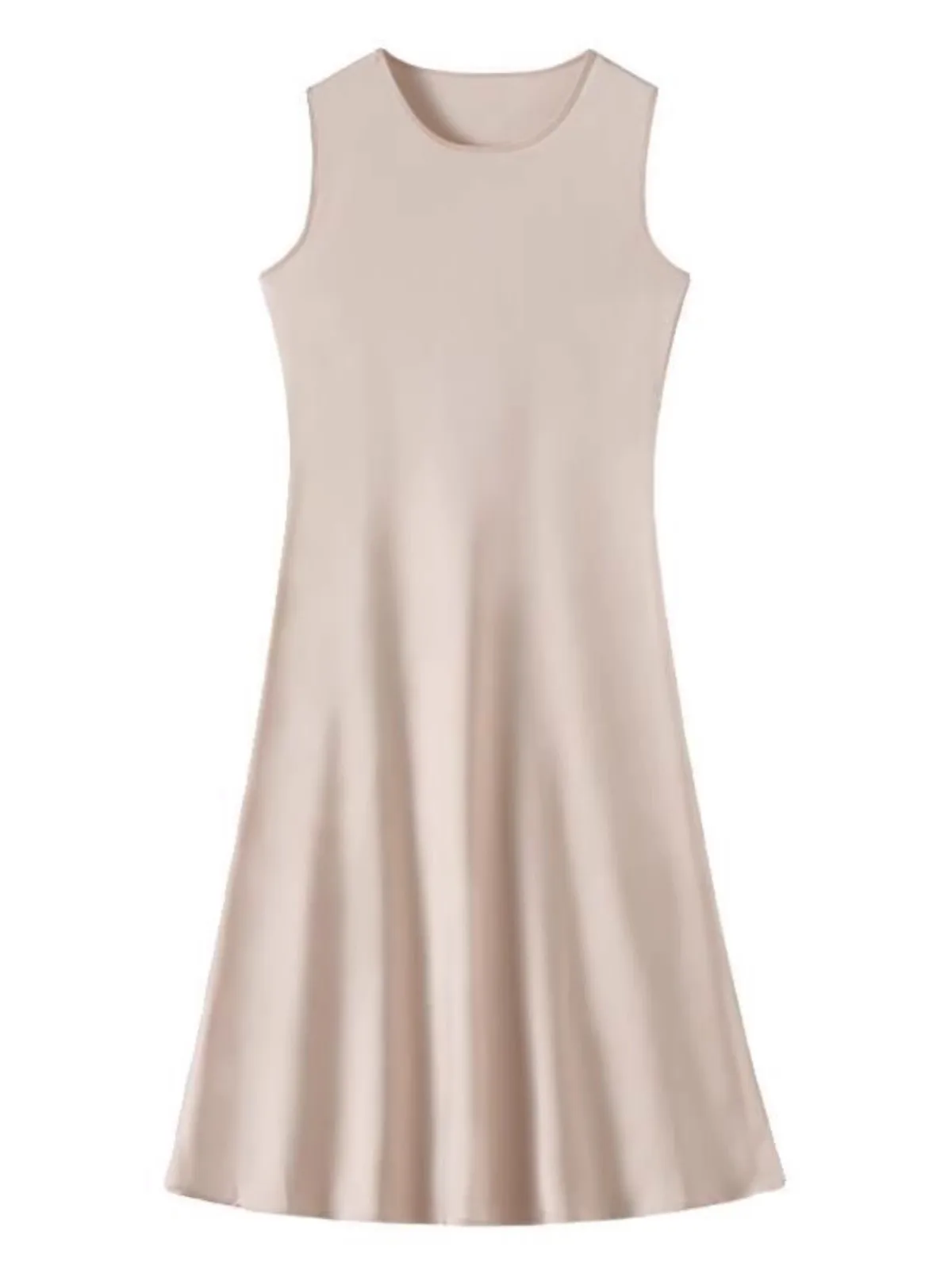 Ele rond Ne soie satin Dr femmes printemps été acétate mi-longue jupe Svel taille haute a-ligne Simple Sle