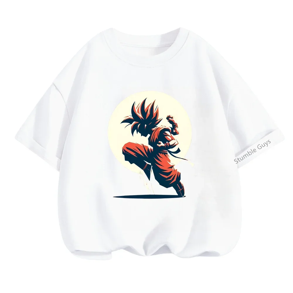 3-14 Years Teen Clothes Dragon-ball Tshirt Kids Cartoon Casual Summer  Boys Goku Short-sleeved Girls T-shirt Girls Clothing