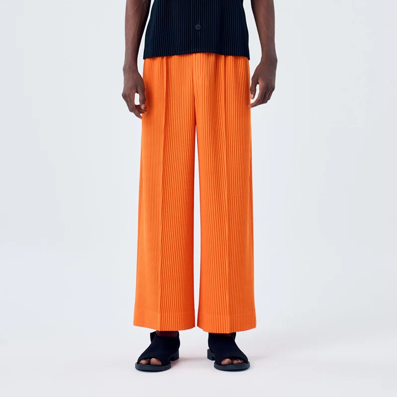 

Miyake Pleated Homme Plisse February Pants Elastic Waistband Wide-leg Trousers