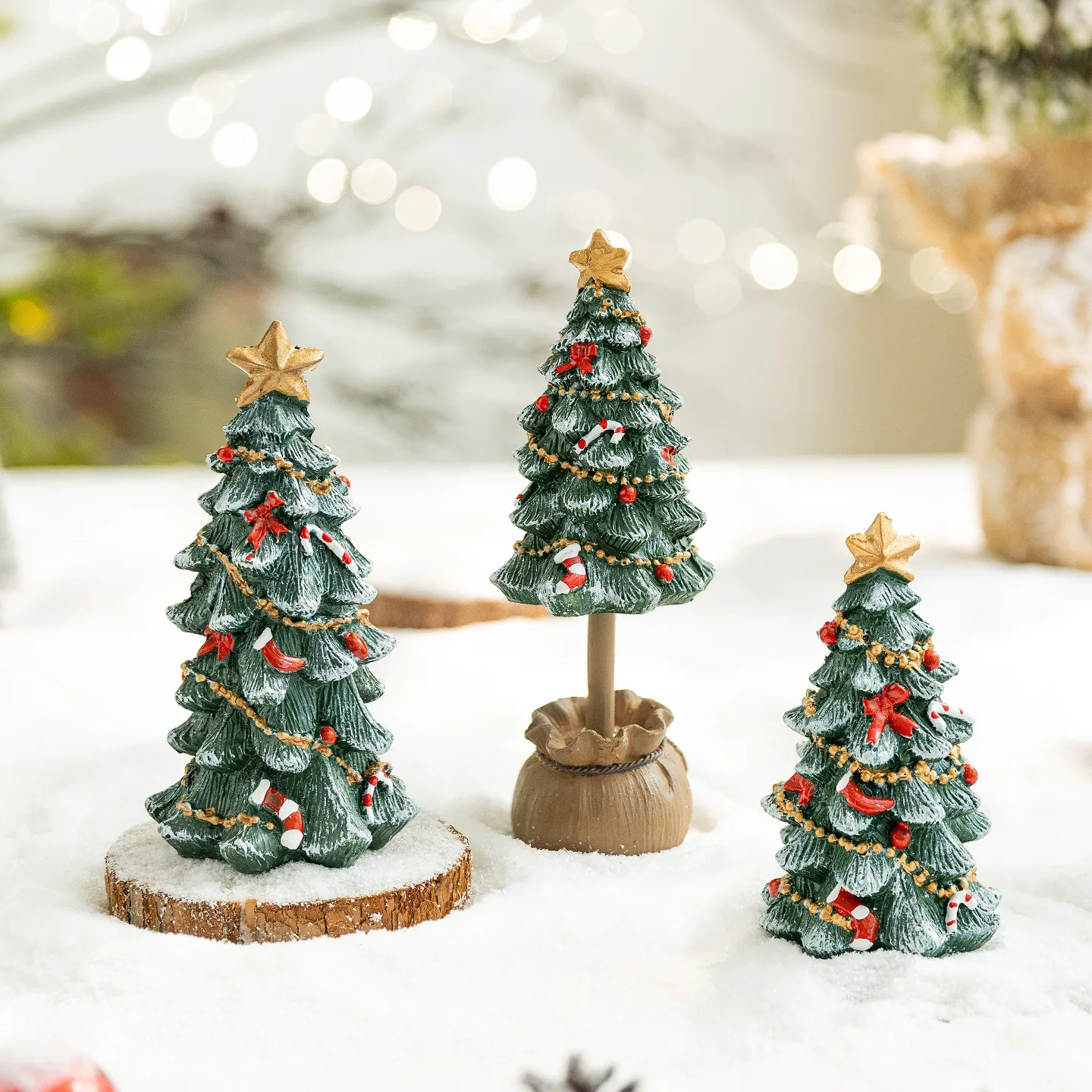 

Mini Desktop Resin Small Christmas Tree Ornament Christmas Atmosphere Decoration Gift Ins Photo Props Holiday Decoration Supply