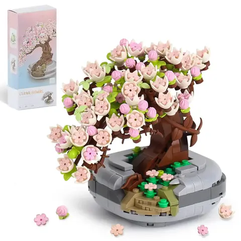 Mini-växt Bonsai Byggsten Blomma Växt Körsbärsblomsträd Krukväxt Bukett Modell Klossar Heminredning Leksak För Barn Presenter 12 best sales blommaleksak - №10