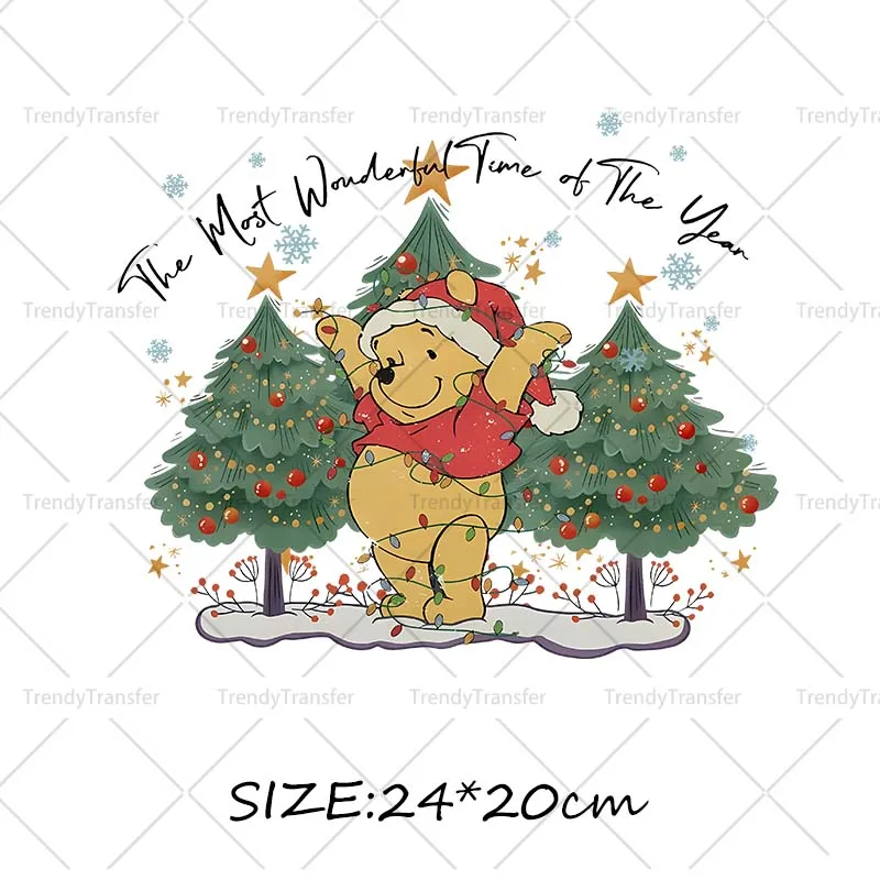 Chip n Dale Up Christmas Iron on Transfers Heat Press Stickers for Clothes Thermal Prints Ironing Decals on Tshirts