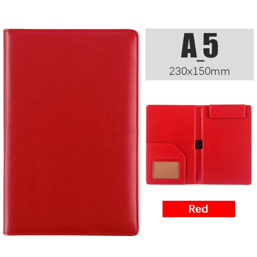 PU Leather A5 File Folder Card Slot With Elastic Pen Insert Clipboard Document Clip Waterproof Writing Pad Office School