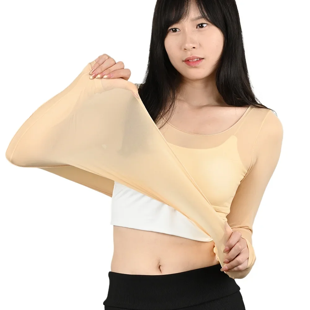 Women's Thermal Underwear Bottoming Shirt  Autumn Winter Ladies Thin Thermal Skin Top Pullover Elastic Long-sleeved T-shirt L-XL image 4