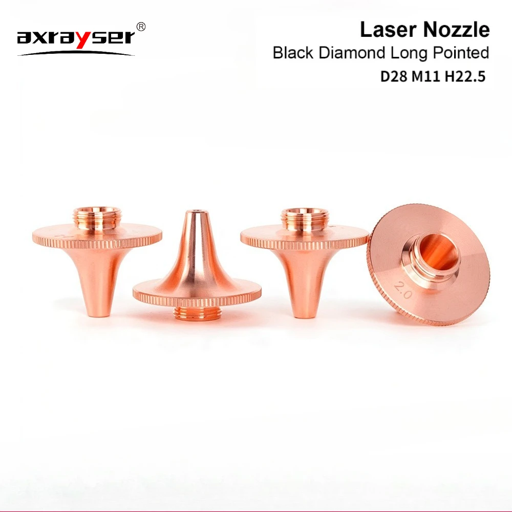 Laser Nozzles M11 H22.5 D28 Black Diamond Long Pointed Nozzles Caliber 1.0-5.0 for Fiber Laser Cutting Head