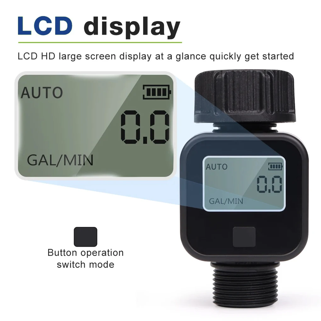 Digital Water Flow Meter High Accuracy Waterproof Electronic Flowmeter for Outdoor Garden Watering Irrigation Hose EU/US Thread