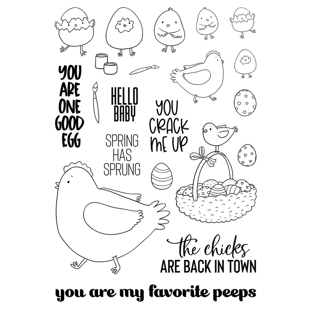 

Spring Chicks are Back in Town Clear Stamps and Coordinating Dies Sentiments Silicone Stamps for Scrapbooking Cards Making X40