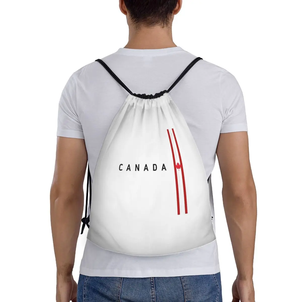 

Canada Flag Backpacks Fashion Portable Drawstring Bundle Pocket Storage Bag Book Bags For Man Woman School