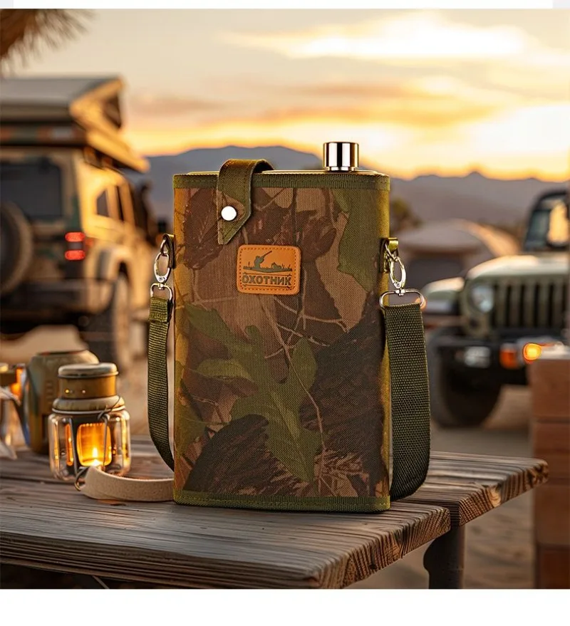 قارورة الورك من الفولاذ المقاوم للصدأ 304 - زجاجة مشروبات خارجية ذات سعة كبيرة، للويسكي والفودكا والبوربون على رحلات المشي لمسافات طويلة/التخييم