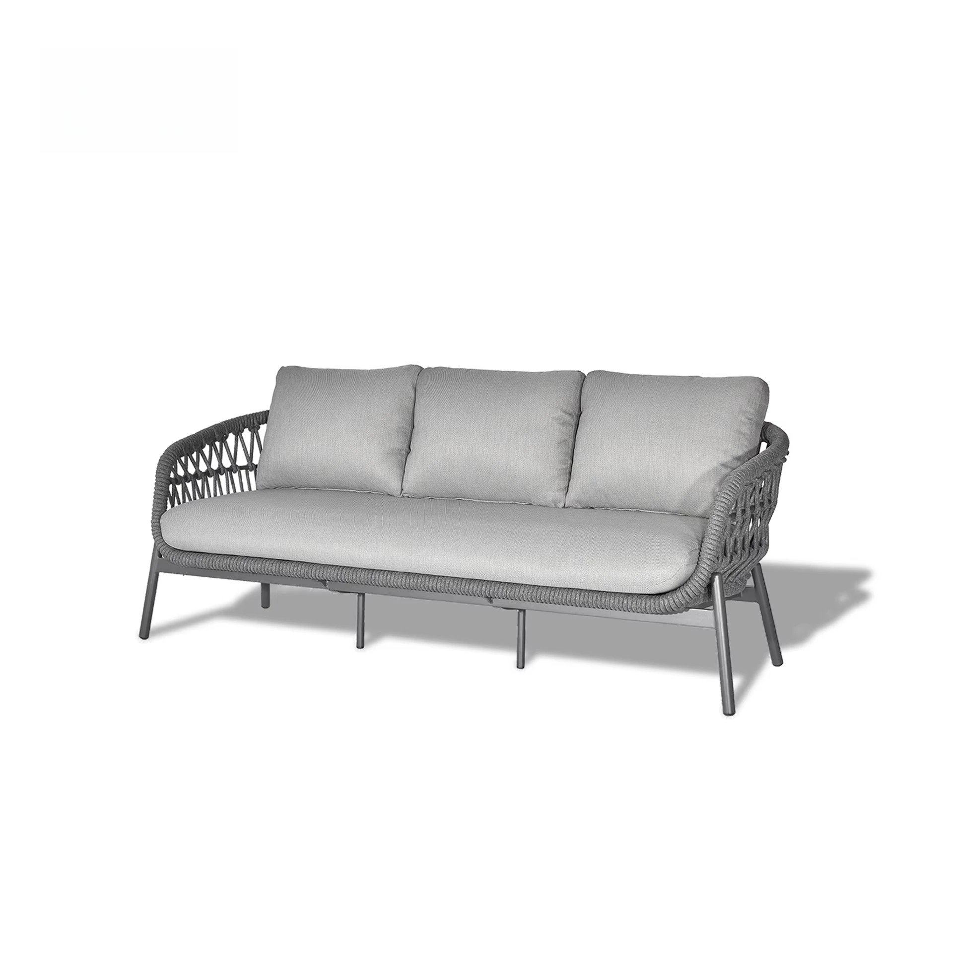 Custom Commercial Outdoor Furniture Aluminum Patio Set UV Resistant Braided Rope Garden Sofa